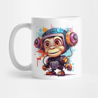 Cartoon monkey robots. T-Shirt, Sticker. Mug